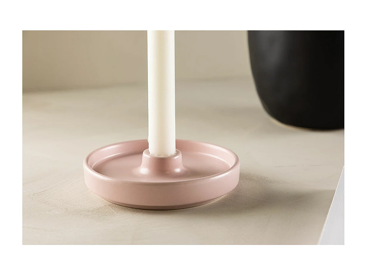 Bougeoir Design en Céramique "Bette" 13cm Rose Clair