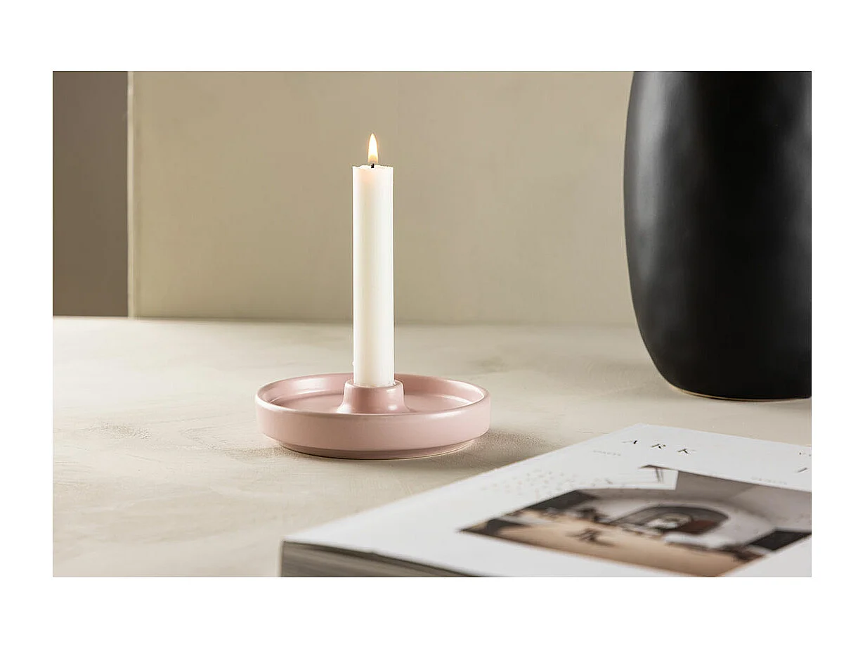 Bougeoir Design en Céramique "Bette" 13cm Rose Clair