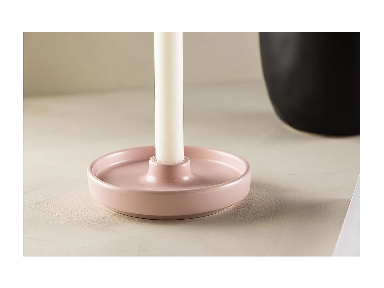 Bougeoir Design en Céramique "Bette" 13cm Rose Clair