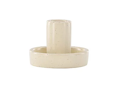 Bougeoir Design en Argile "Ceco" 11cm Beige & Noir