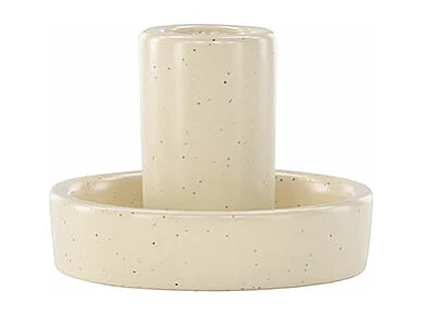 Bougeoir Design en Argile "Ceco" 11cm Beige & Noir