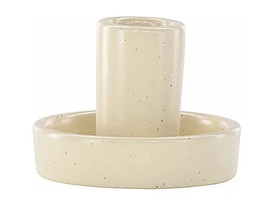 Bougeoir Design en Argile "Ceco" 11cm Beige & Noir