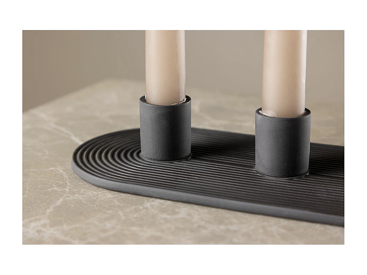 Bougeoir en Argile 3 Bougies "Dian" 24cm Noir