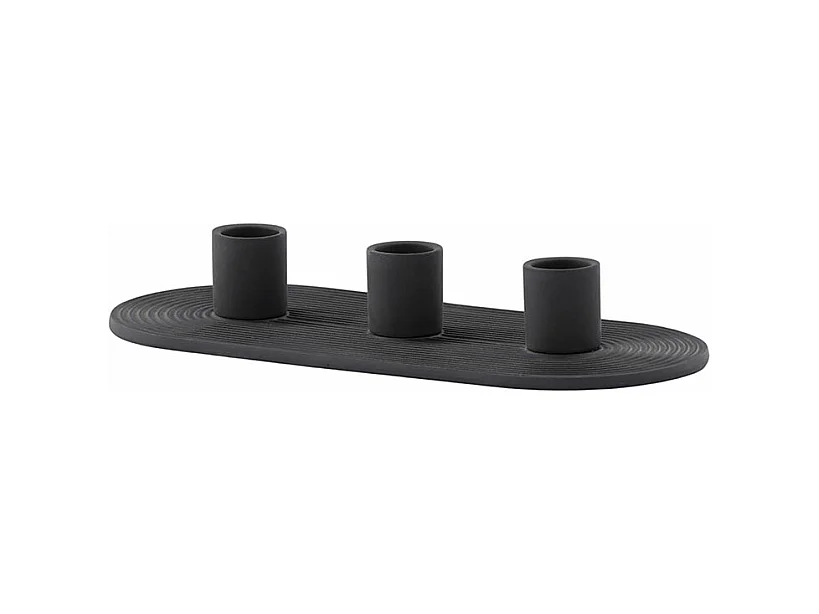 Bougeoir en Argile 3 Bougies "Dian" 24cm Noir