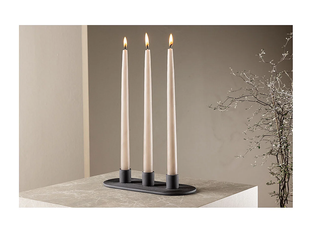Bougeoir en Argile 3 Bougies "Dian" 24cm Noir