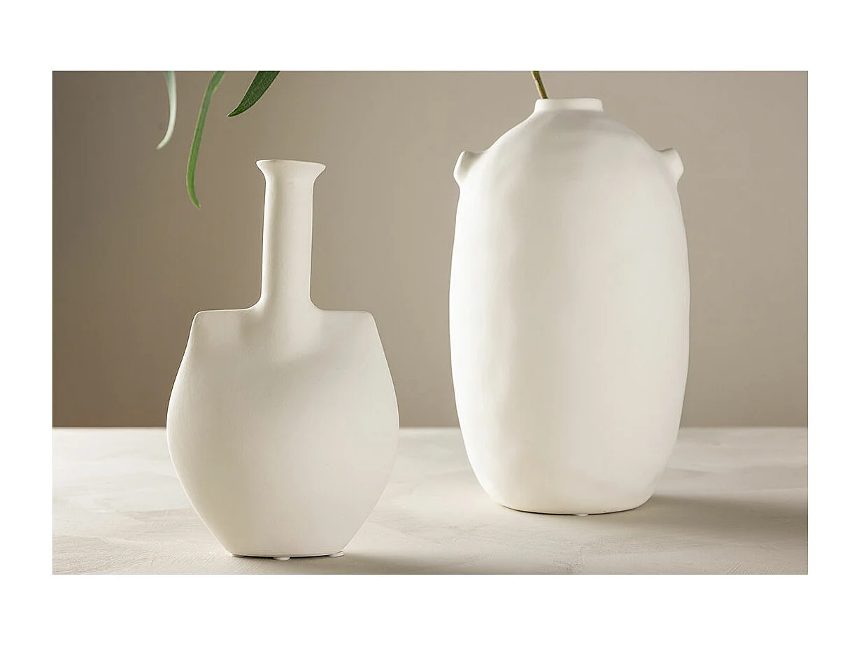 Vase Design en Céramique "Madison" 22cm Blanc Cassé