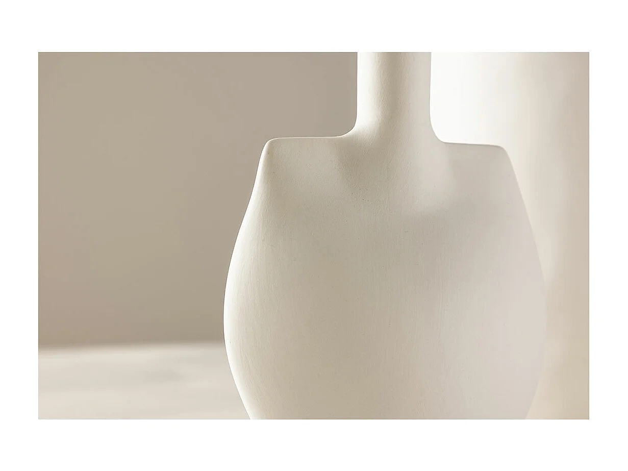 Vase Design en Céramique "Madison" 22cm Blanc Cassé