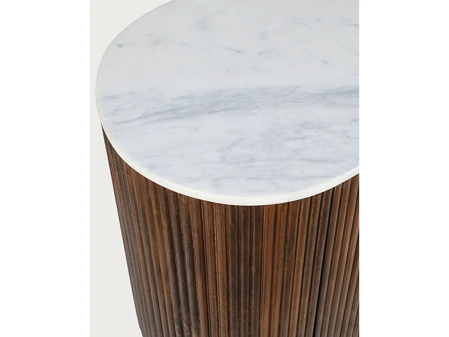 Céline - Enfilade en bois massif avec plateau en marbre blanc 145 cm