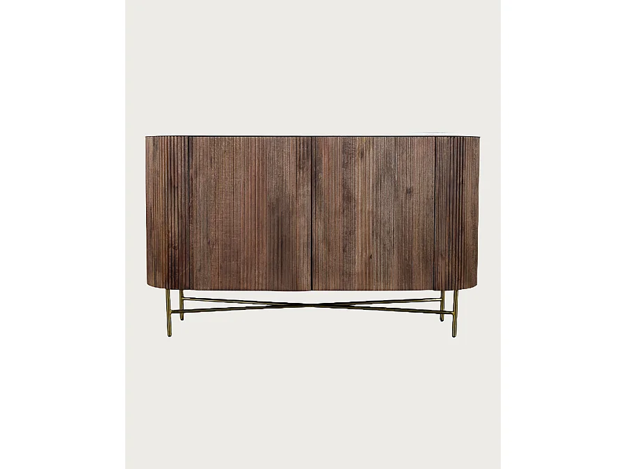 Céline - Credenza in legno massello con piano in marmo bianco, 145 cm