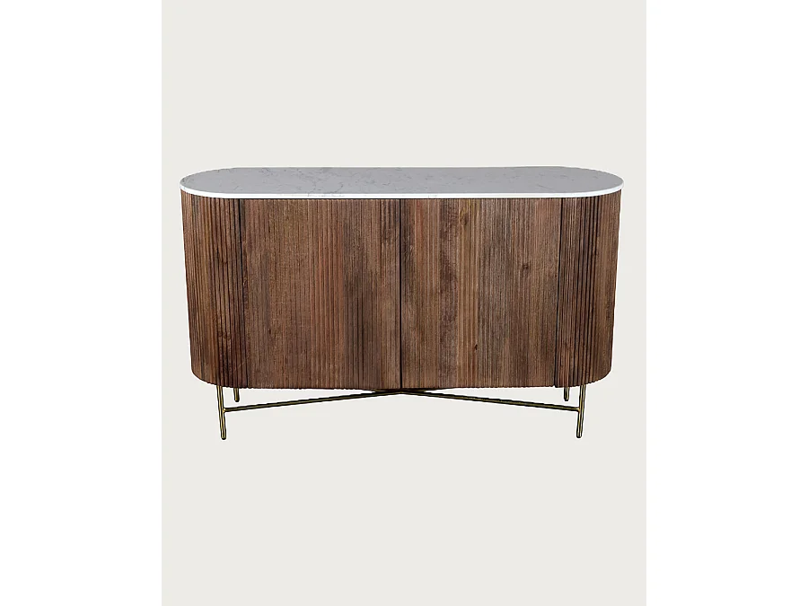 Céline - Credenza in legno massello con piano in marmo bianco, 145 cm