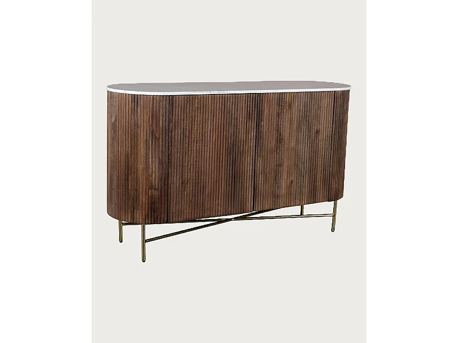 Céline - Credenza in legno massello con piano in marmo bianco, 145 cm