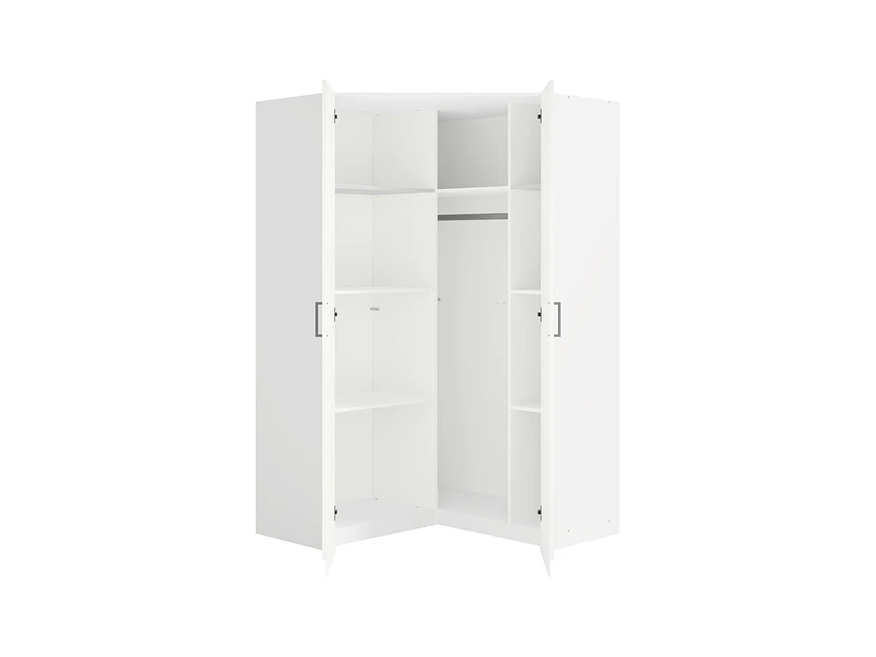Armoire d'angle 4 portes - L209 cm - Blanc - BELOMY