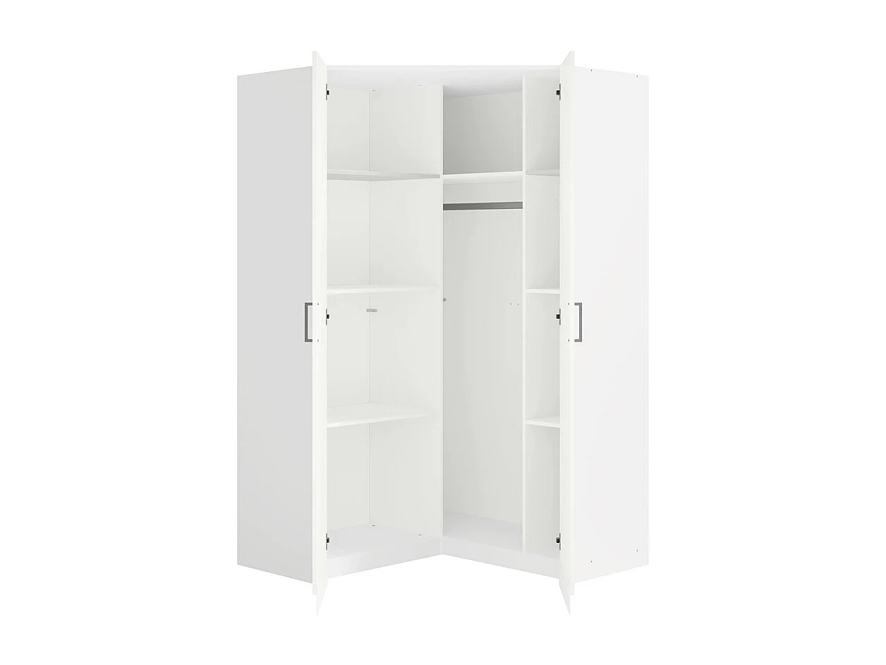 Armoire d'angle 4 portes - L209 cm - Blanc - BELOMY