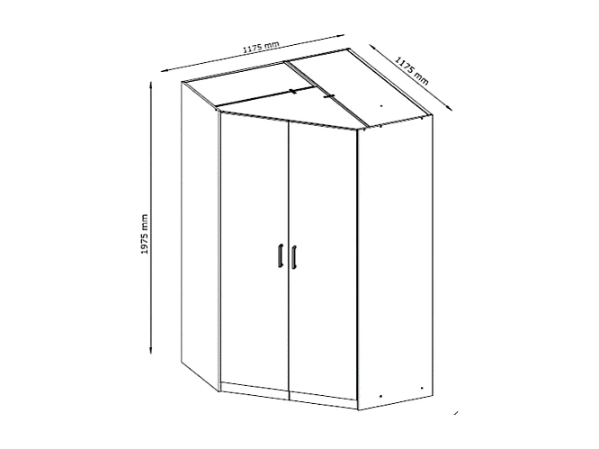 Guarda-roupa de canto 4 portas C209 cm branco - BELOMY