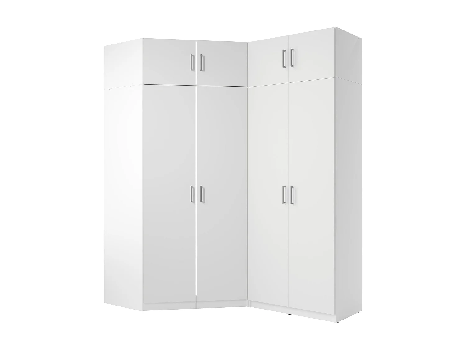 Eckkleiderschrank mit 4 Türen + Aufsatz - 209 cm - Weiß - BELOMY