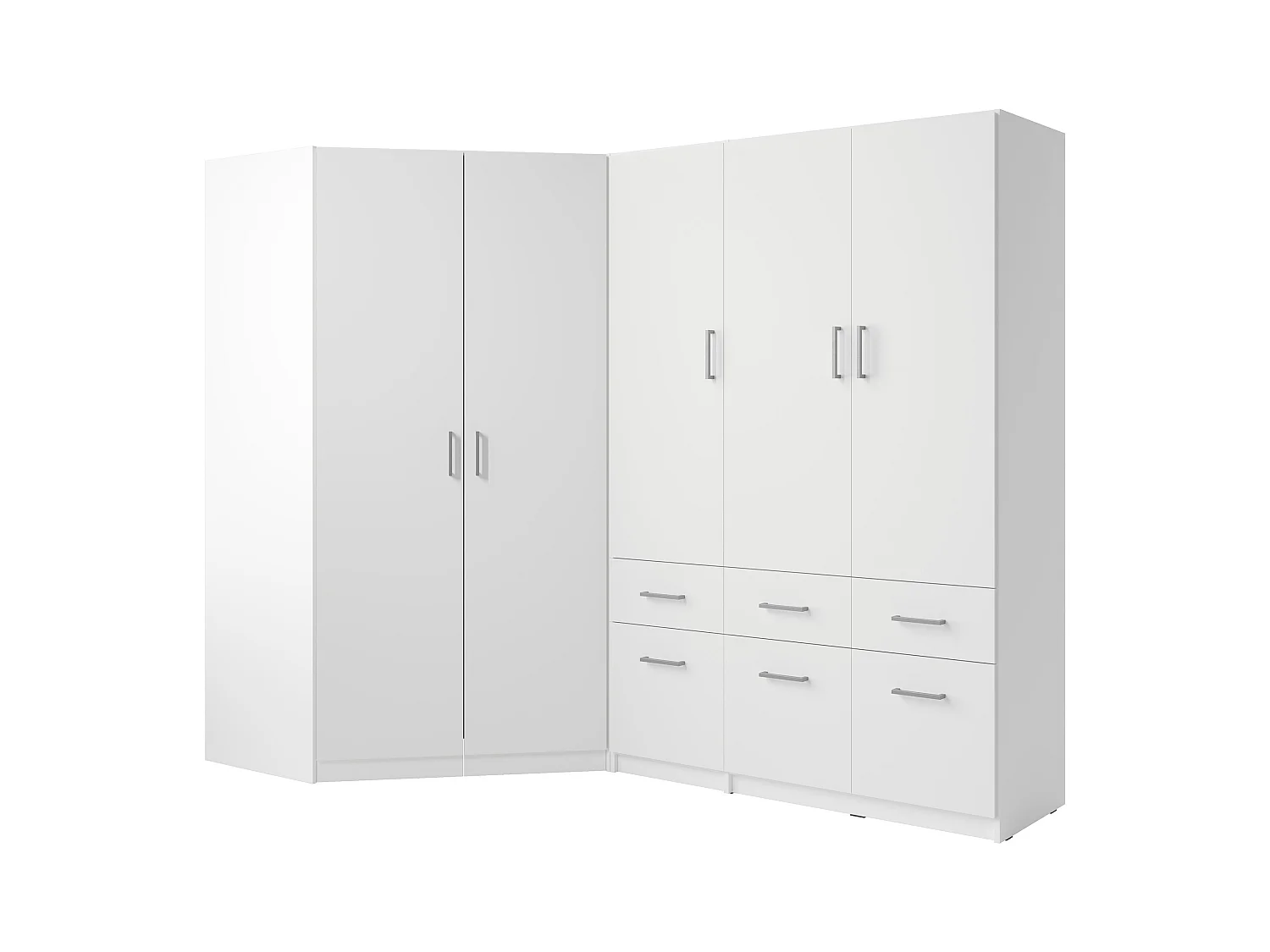 Hoekkast met 5 deuren en 6 lades - L254 cm - Wit - BELOMY