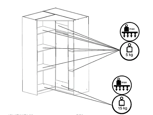 Eckkleiderschrank mit 5 Türen & 6 Schubladen + Aufsatz - 254 cm - Weiß - BELOMY