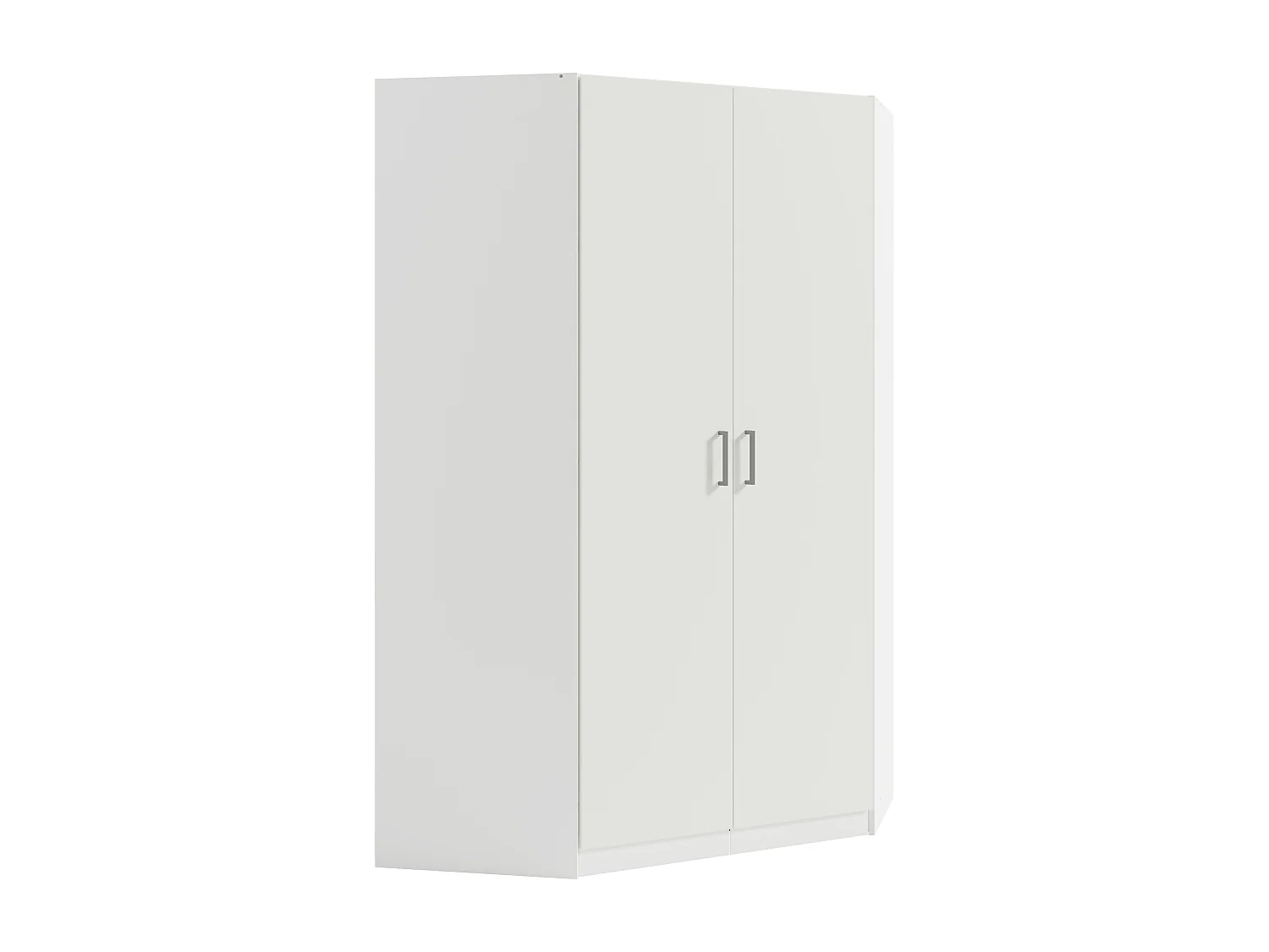 Armoire d'angle 5 portes et 6 tiroirs - L254 cm - Blanc + Réhausses - BELOMY