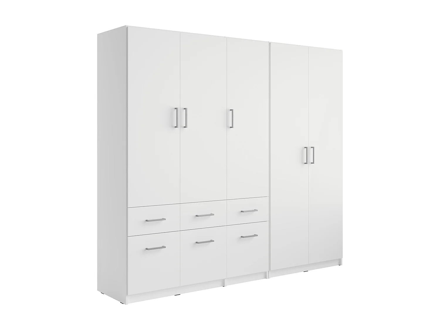 Armoire 5 portes et 6 tiroirs - L228 cm - Blanc - BELOMY