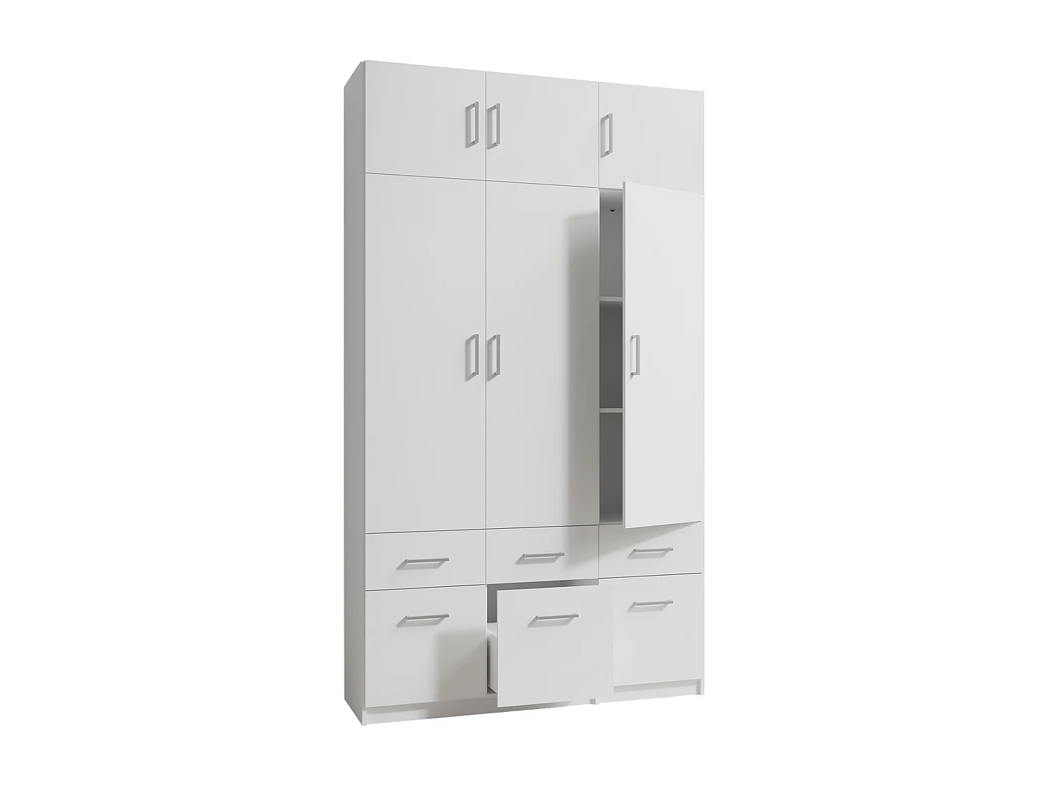 Armario 5 puertas y 6 cajones - L228 cm - Blanco - BELOMY