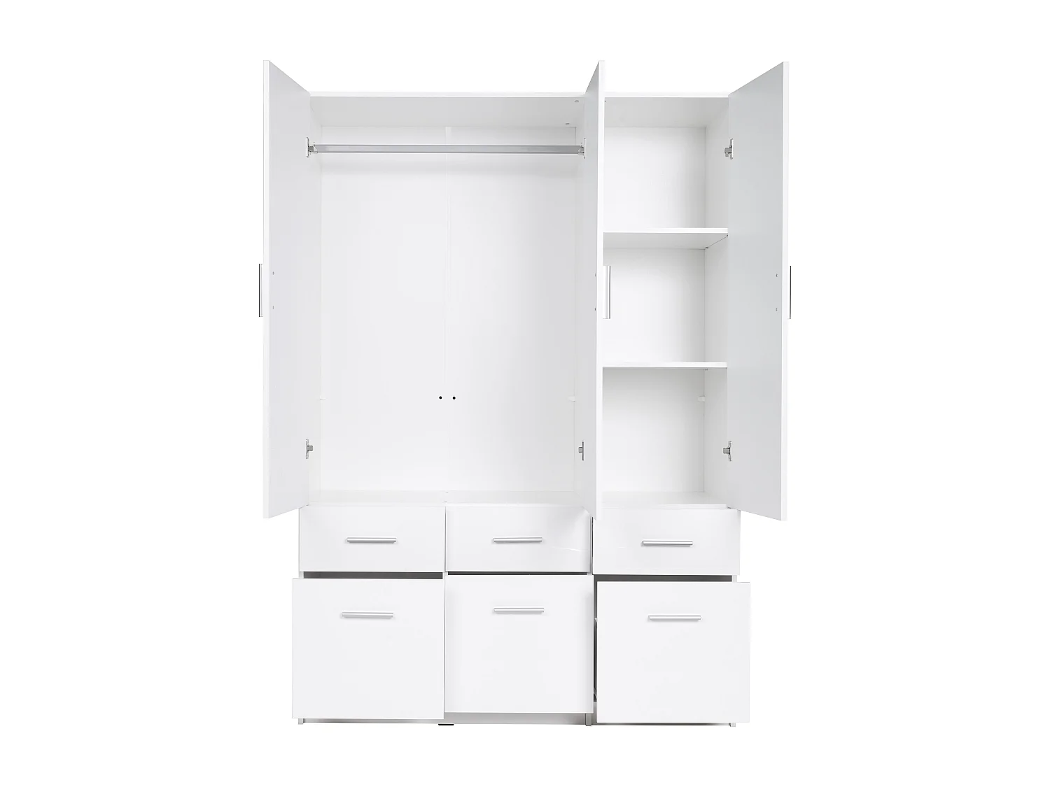 Guarda-roupa 5 portas e 6 gavetas C228 cm branco + extensões - BELOMY