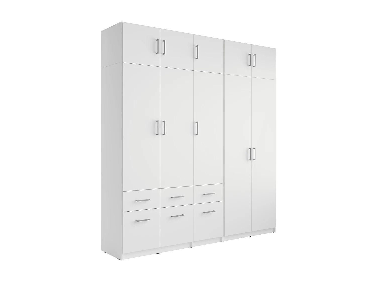 Guarda-roupa 5 portas e 6 gavetas C228 cm branco + extensões - BELOMY