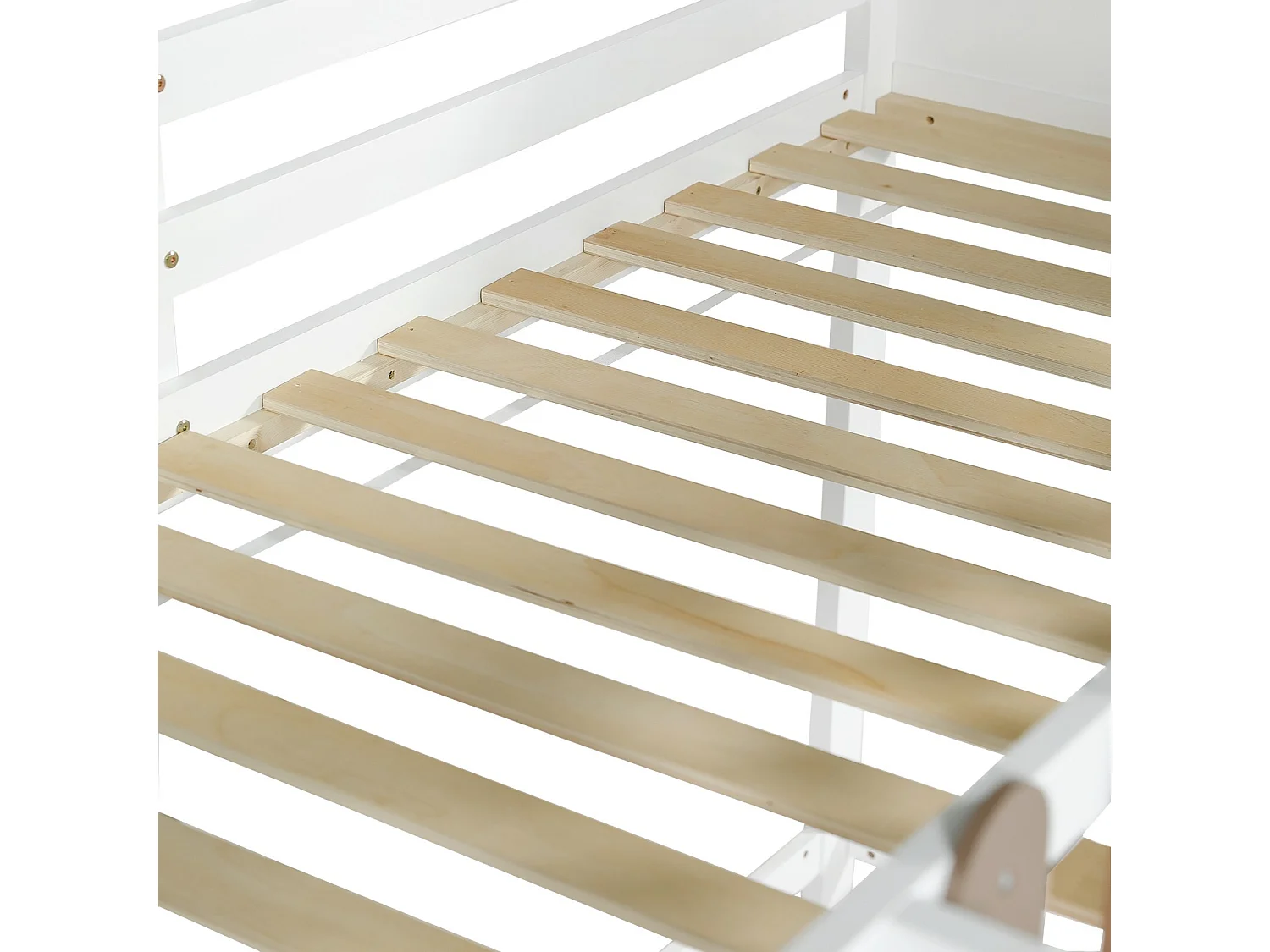 Mezzanine Bed 90 x 200 cm - con techo y ventana - Diapositivas - Pin + MDF, blanco