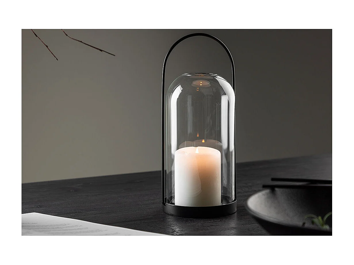 Lanterne Design en Verre "Flora" 25cm Noir