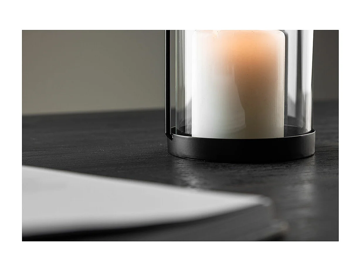 Lanterne Design en Verre "Flora" 25cm Noir