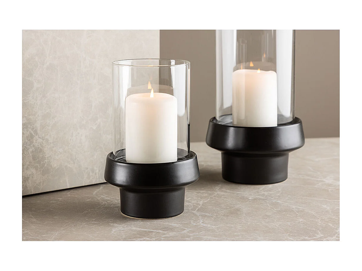 Lanterne en Verre "Davida" 20cm Noir