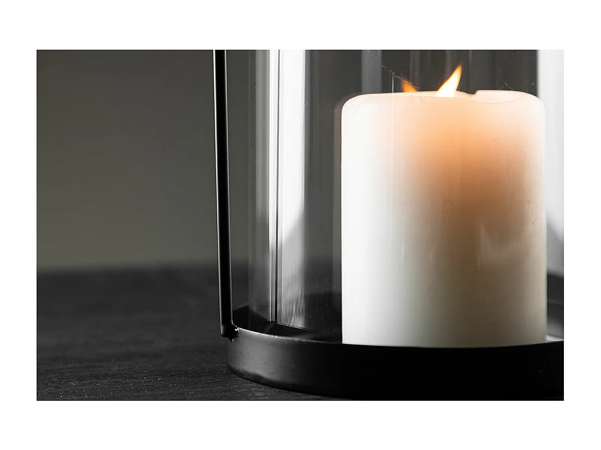 Lanterne Design en Verre "Flora" 35cm Noir