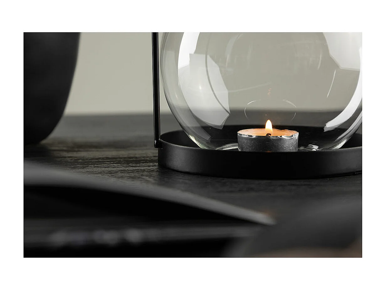 Lanterne Design en Verre "Flora" 14cm Noir