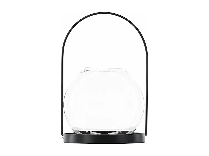 Lanterne Design en Verre "Flora" 14cm Noir