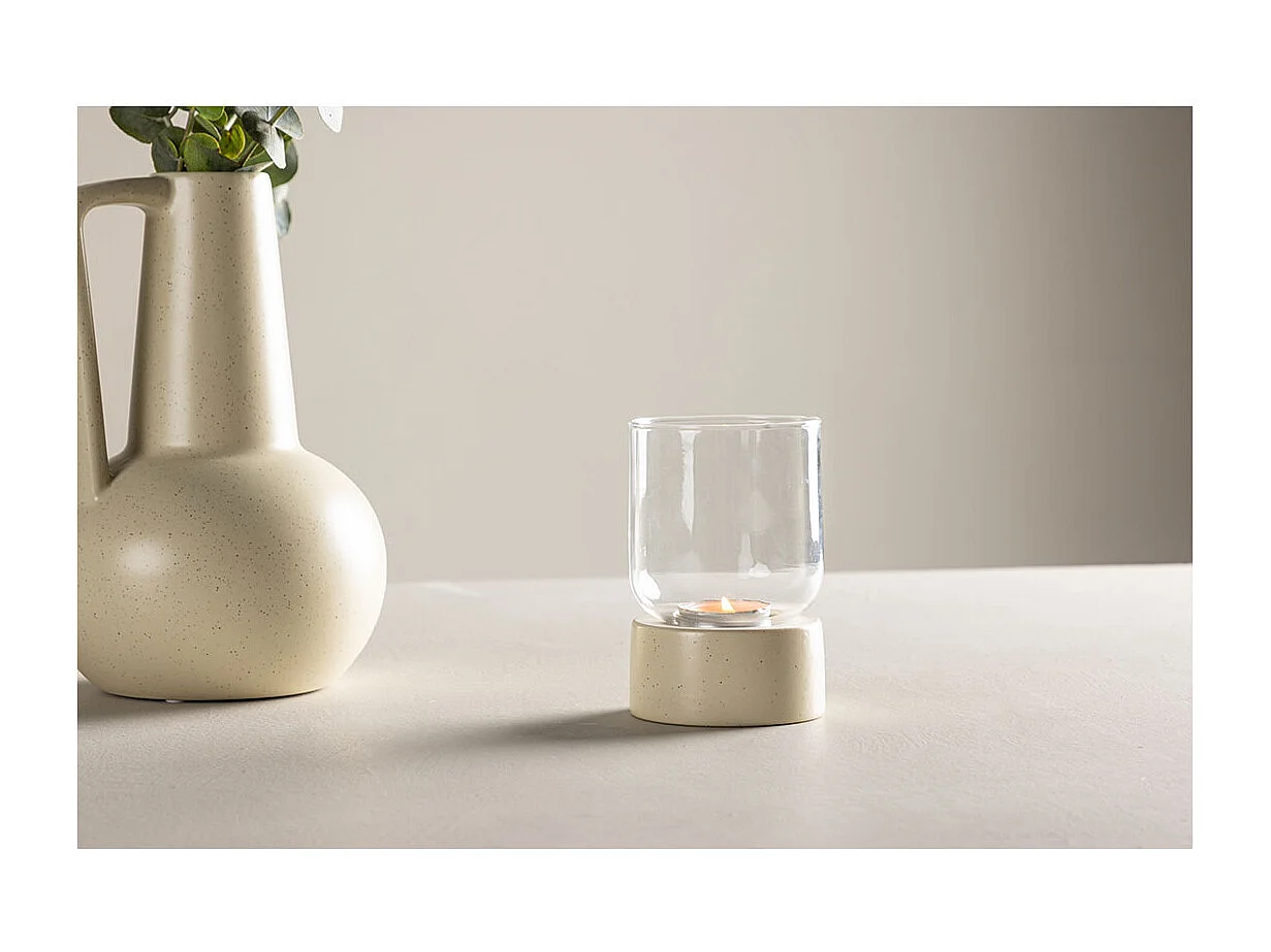 Lanterne en Verre "Vica" 12cm Beige