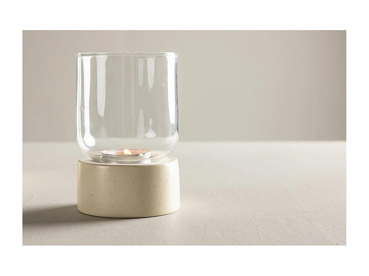 Lanterne en Verre "Vica" 12cm Beige
