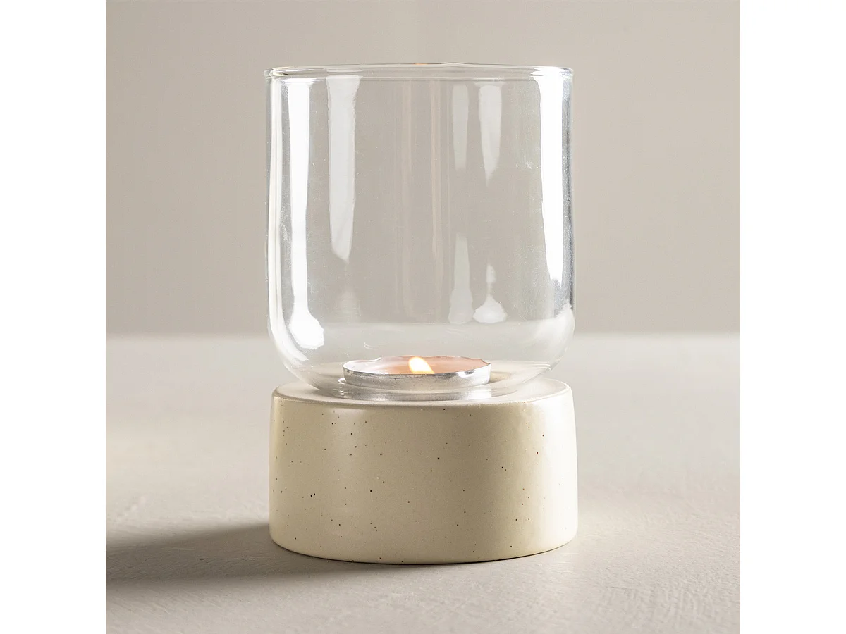 Lanterne en Verre "Vica" 12cm Beige