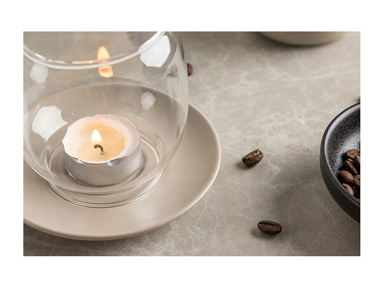 Lanterne en Verre "Archy" 12cm Beige