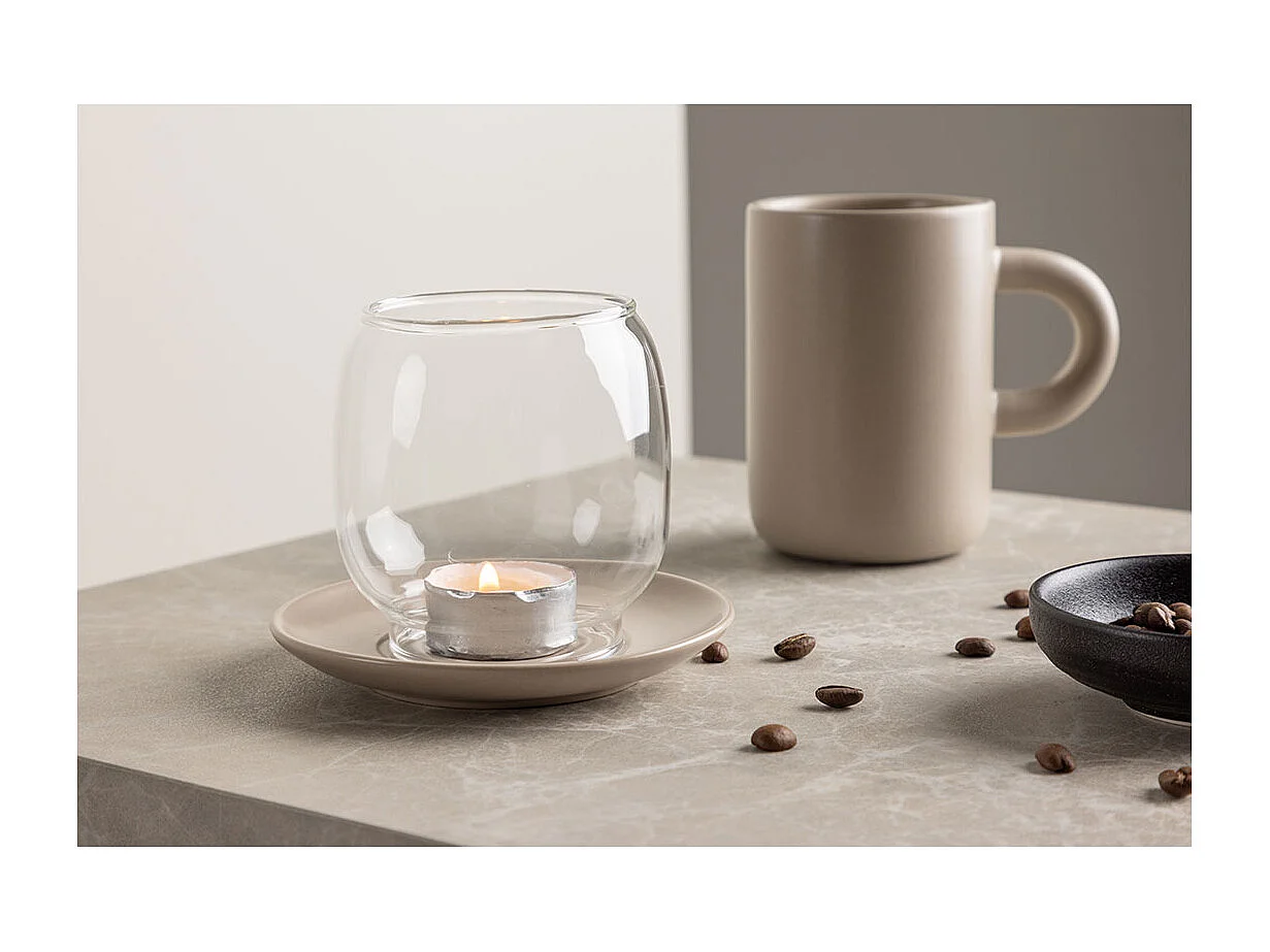 Lanterne en Verre "Archy" 12cm Beige