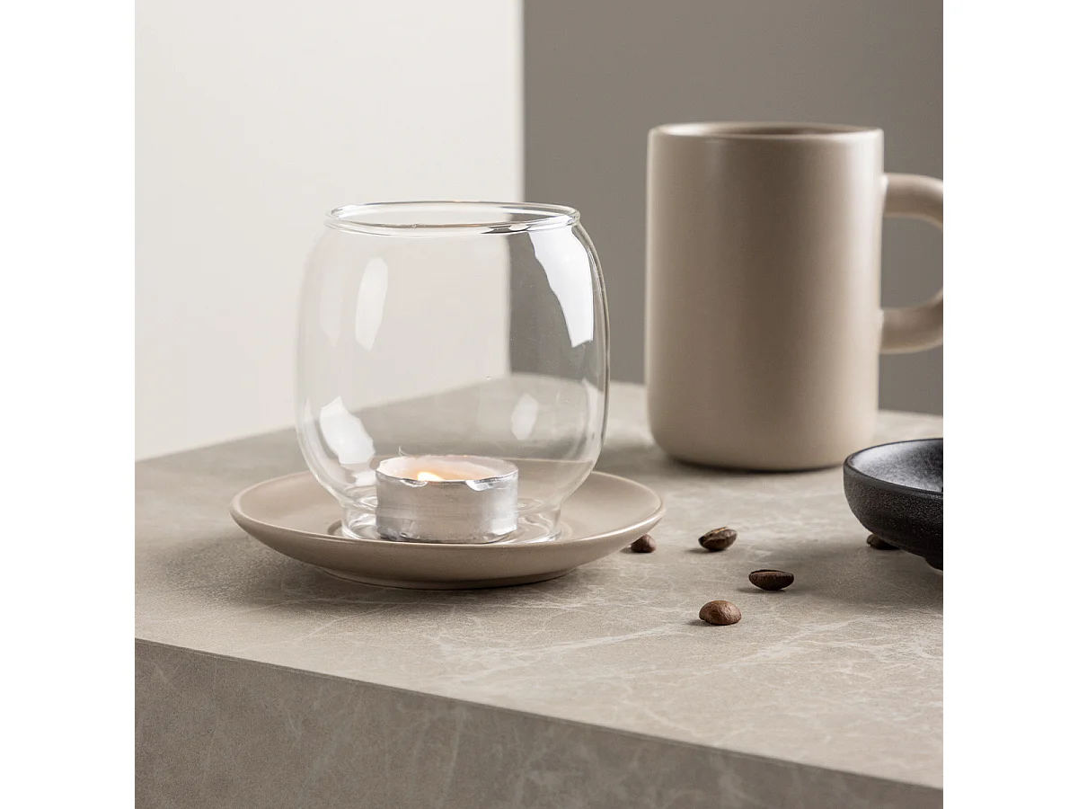 Archy waxinelichthouder beige.