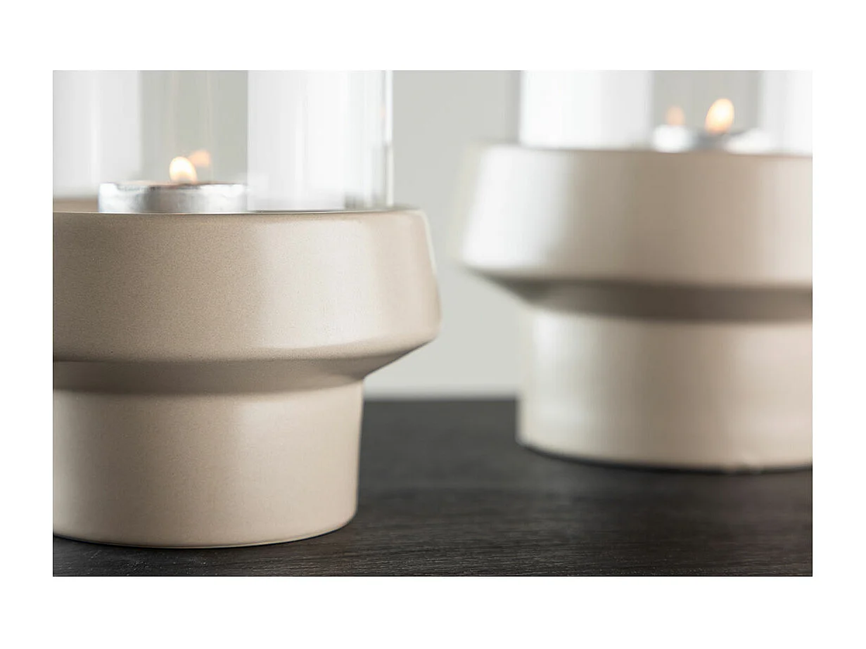 Davida waxinelichthouder beige.