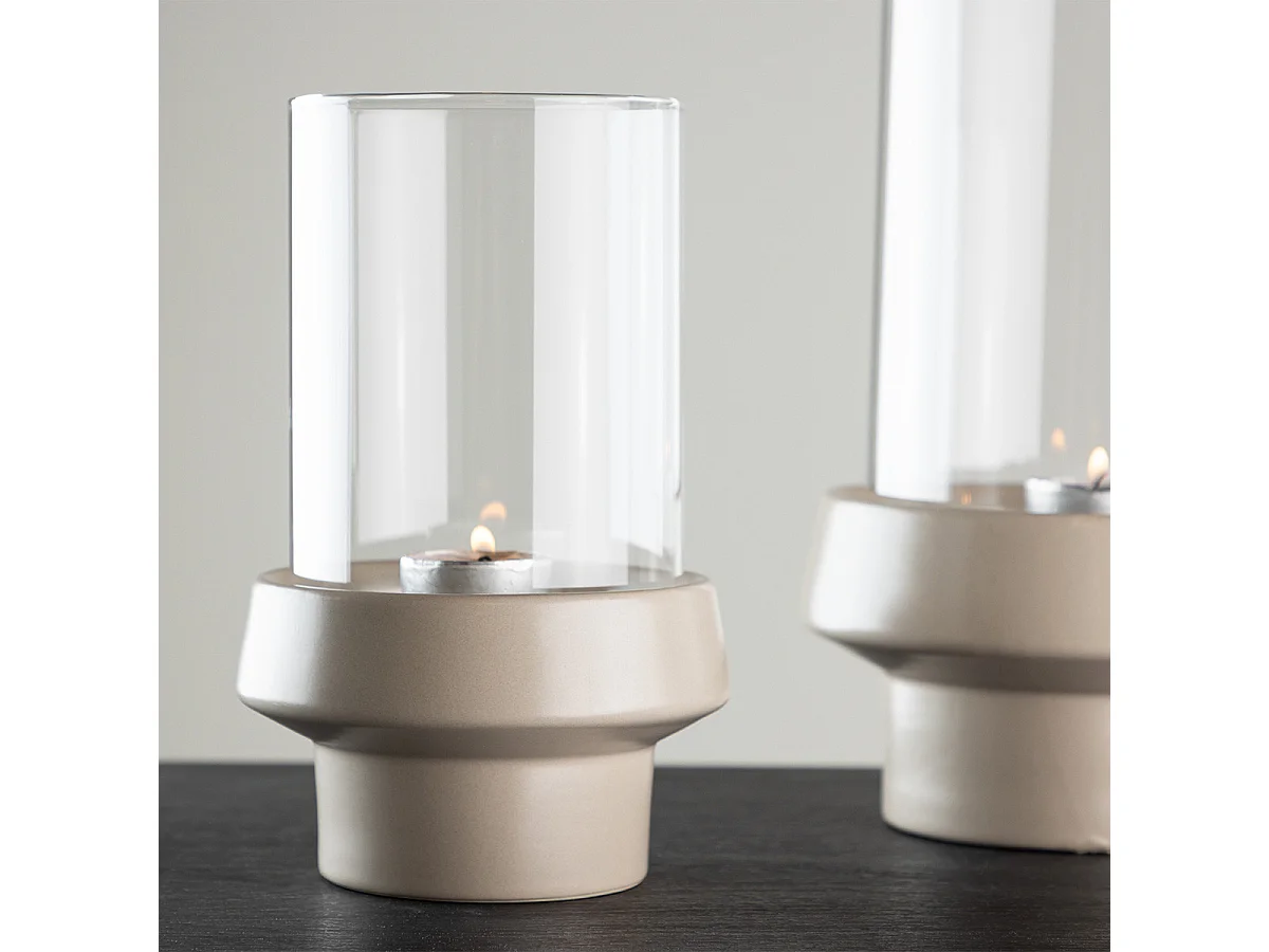 Lanterne en Verre "Davida" 20cm Beige