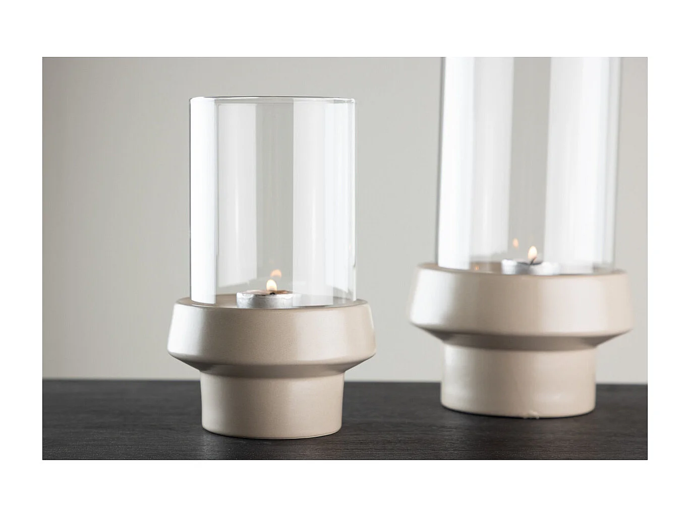 Lanterne en Verre "Davida" 20cm Beige