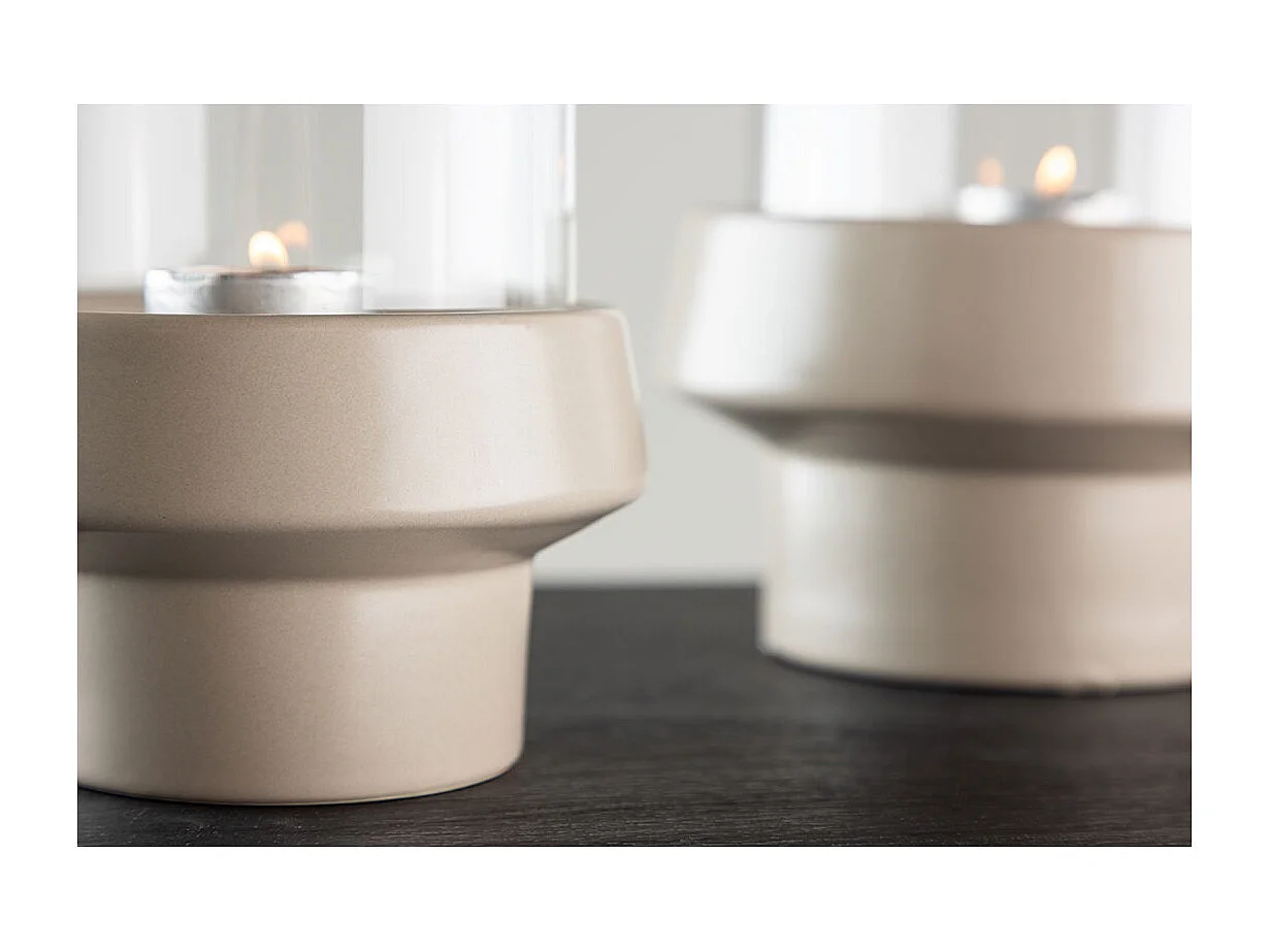 Lanterne en Verre "Davida" 20cm Beige