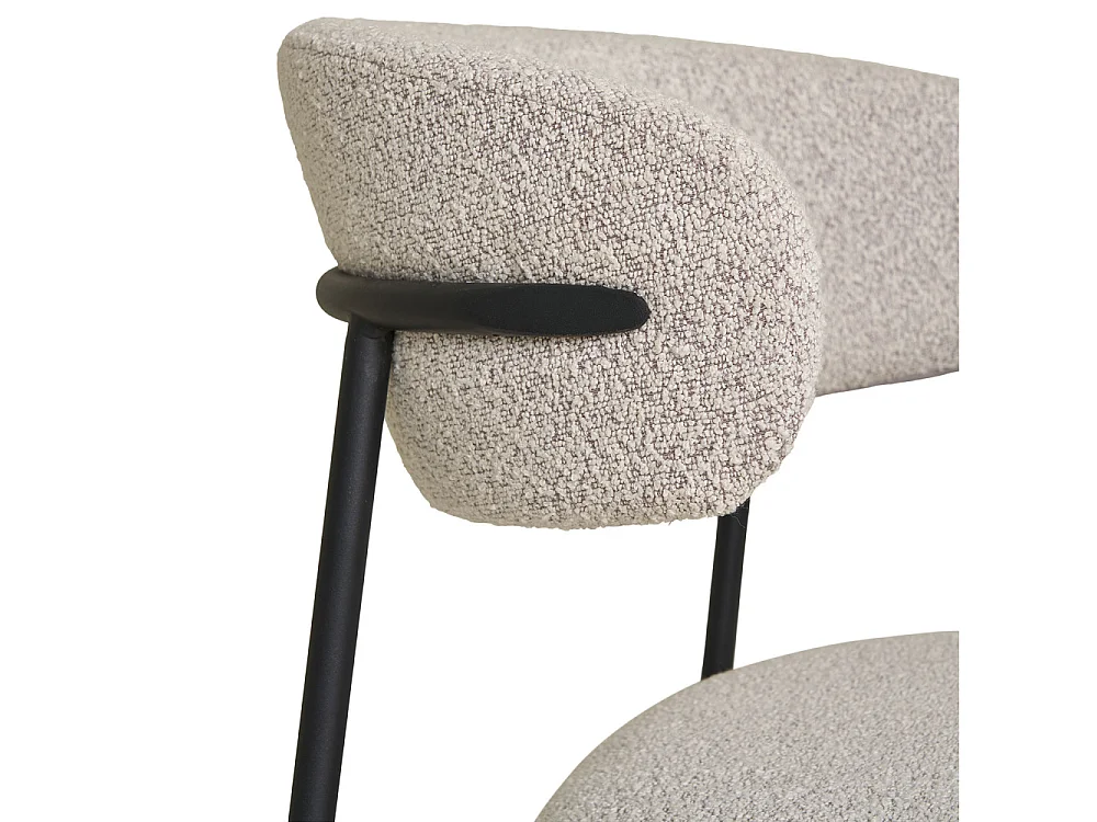 Lot de 2 chaises KORA – Tissu à bouclette et pieds métal noir-Beige