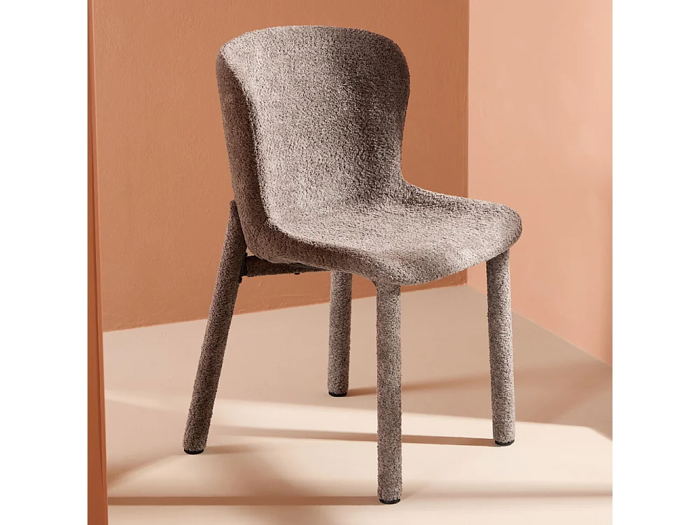 Astoria - Lot de 2 chaises en tissu bouclette - Marron