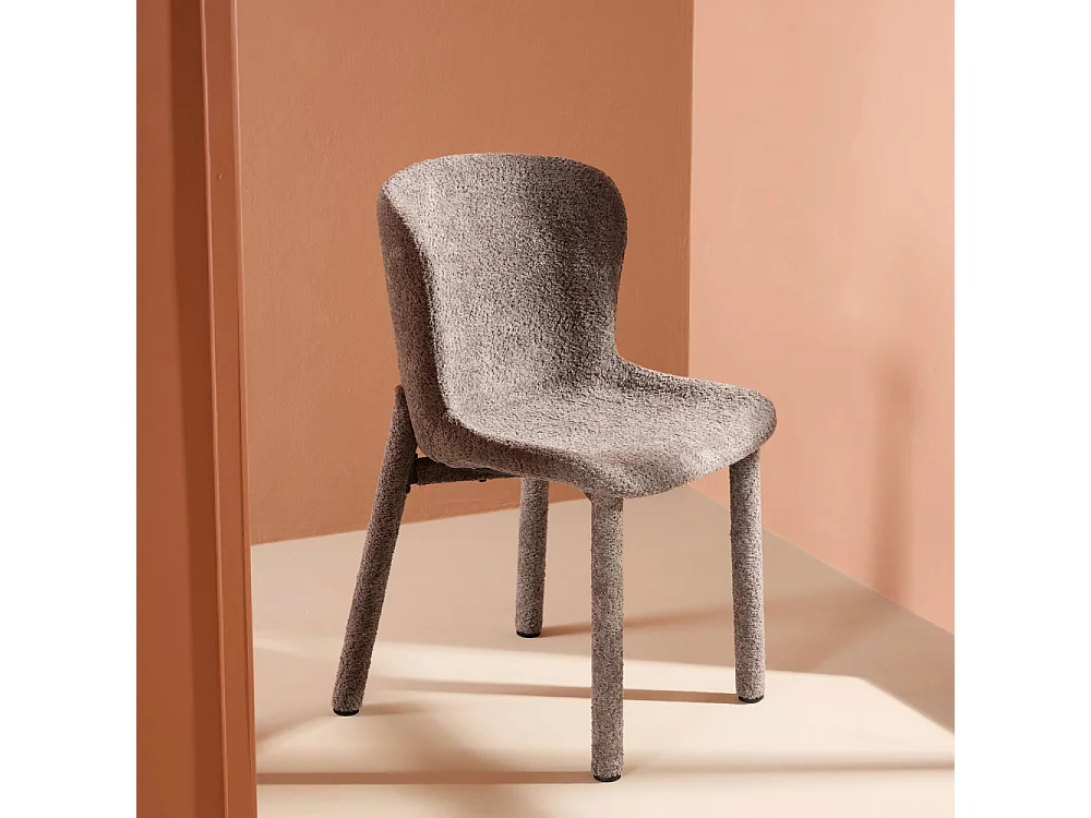 Astoria - Lot de 2 chaises en tissu bouclette - Marron