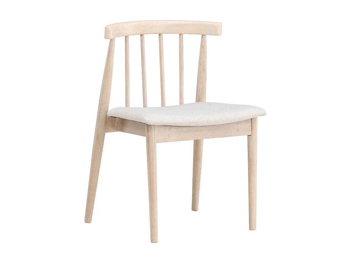 Flora - Lot de 2 chaises en tissu et bois massif - Bois clair