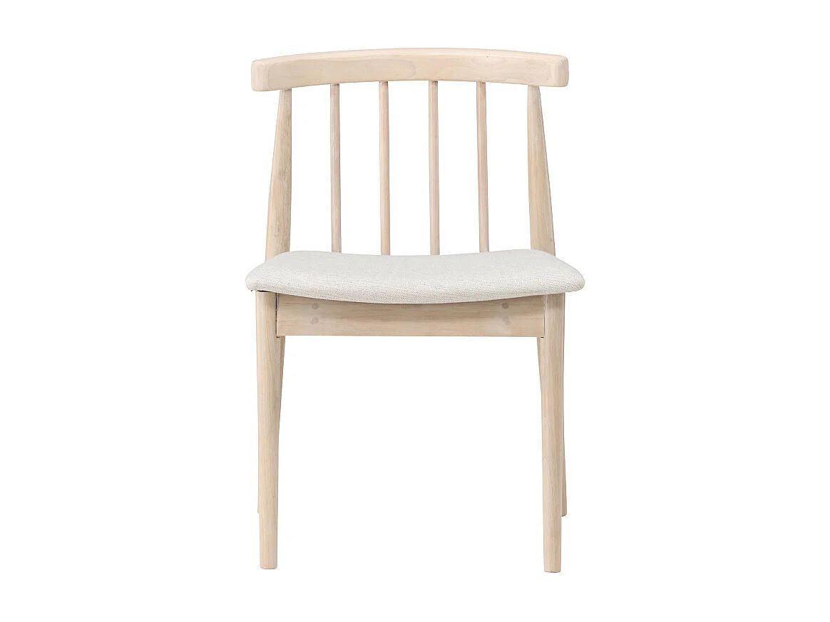 Flora - Lot de 2 chaises en tissu et bois massif - Bois clair