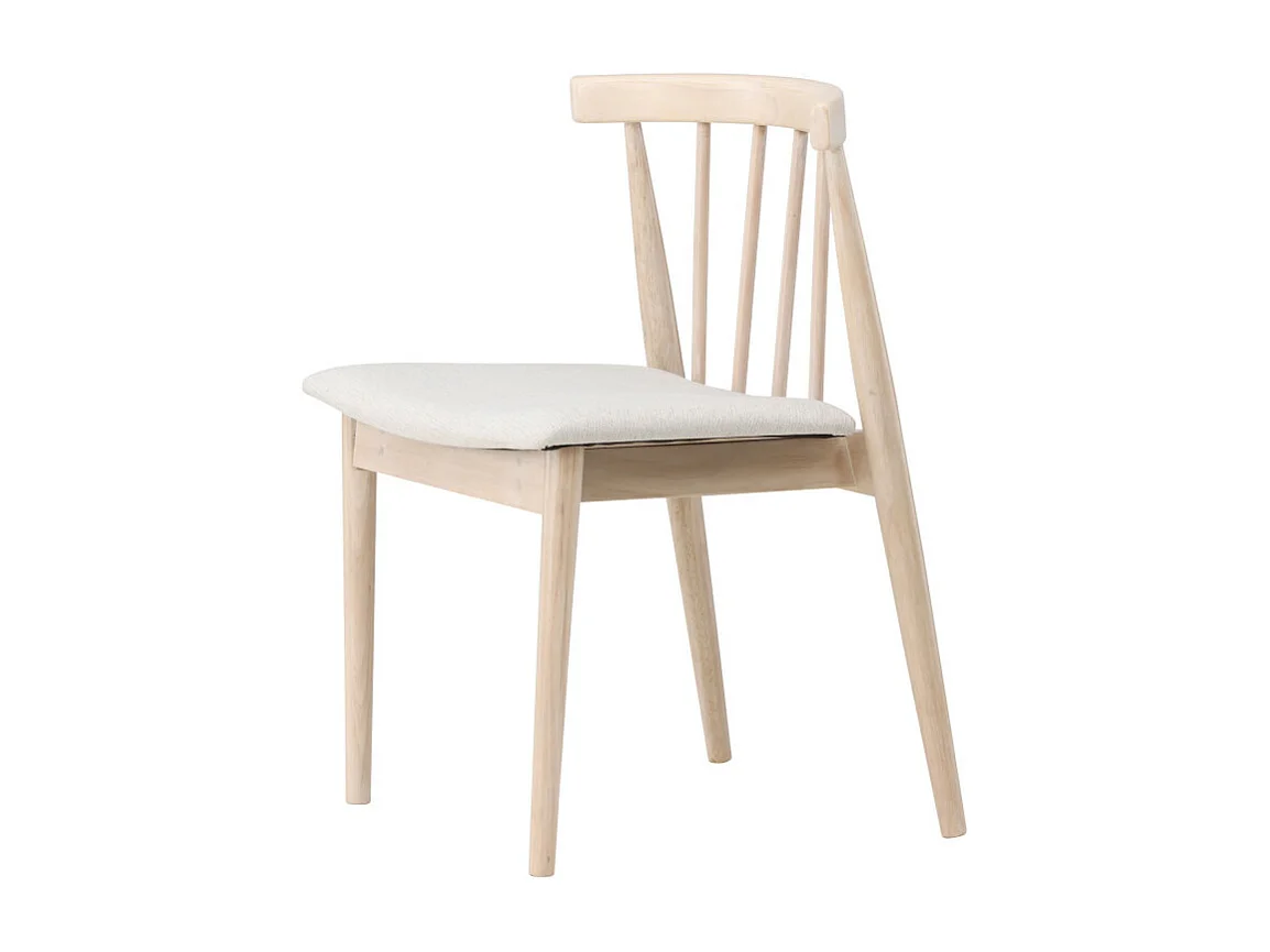 Flora - Lot de 2 chaises en tissu et bois massif - Bois clair