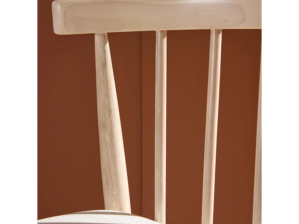 Flora - Lot de 2 chaises en tissu et bois massif - Bois clair